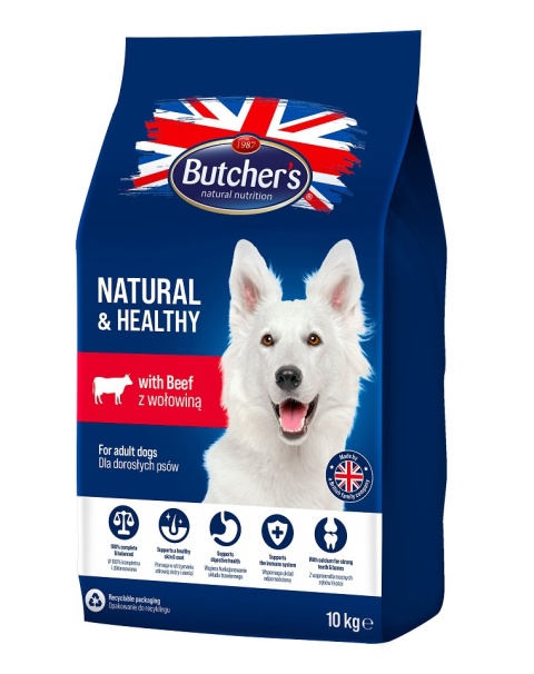 BUTCHER'S Natural&Healthy sucha karma dla psa z wołowiną 10 kg