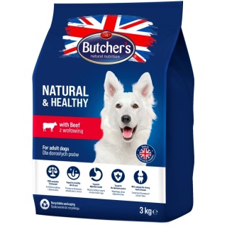 BUTCHER'S Natural&Healthy sucha karma dla psa z wołowiną 3 kg